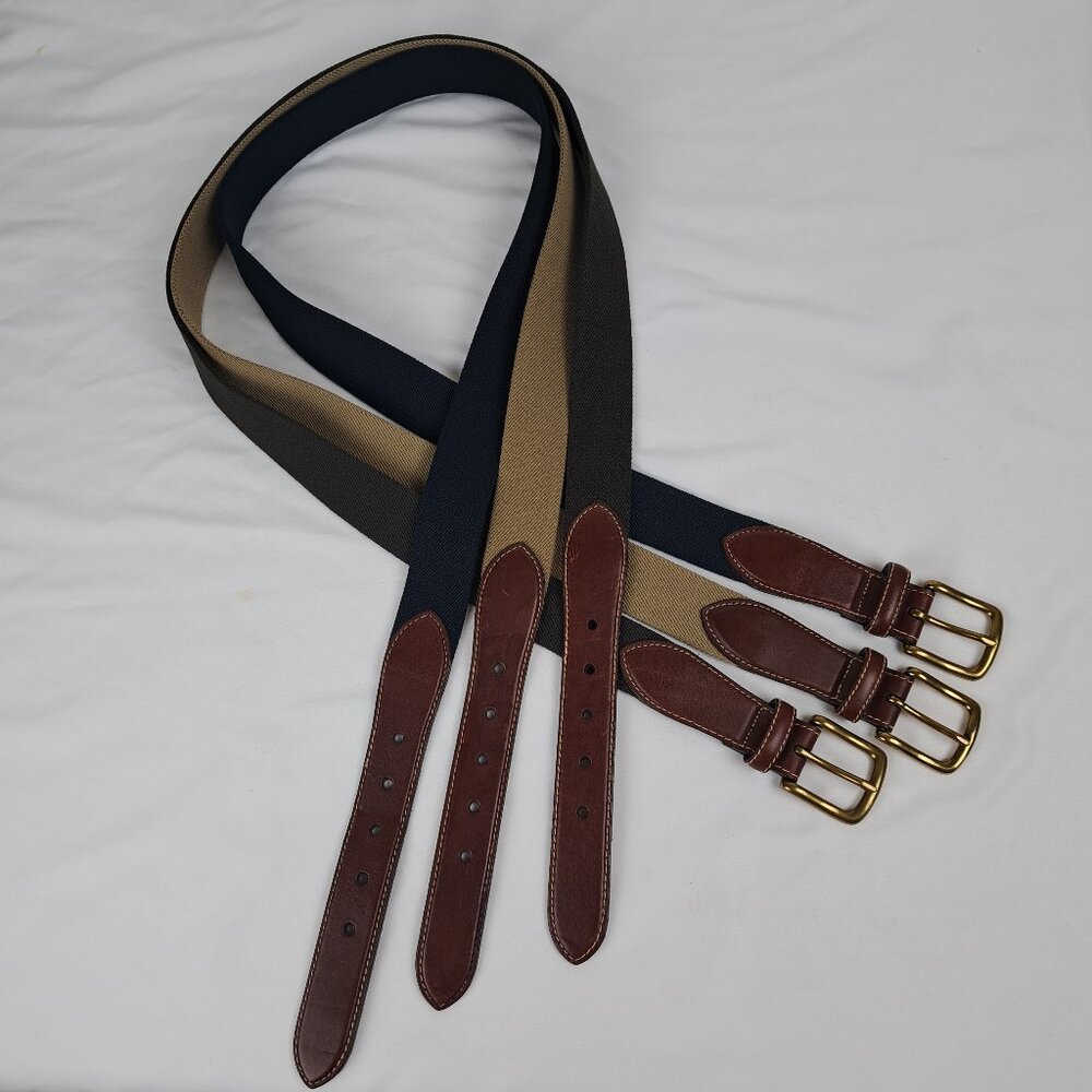 L.L.Bean Comfort Waist Belts Lot of 3: Brown,  Navy, and Kahki Size 46